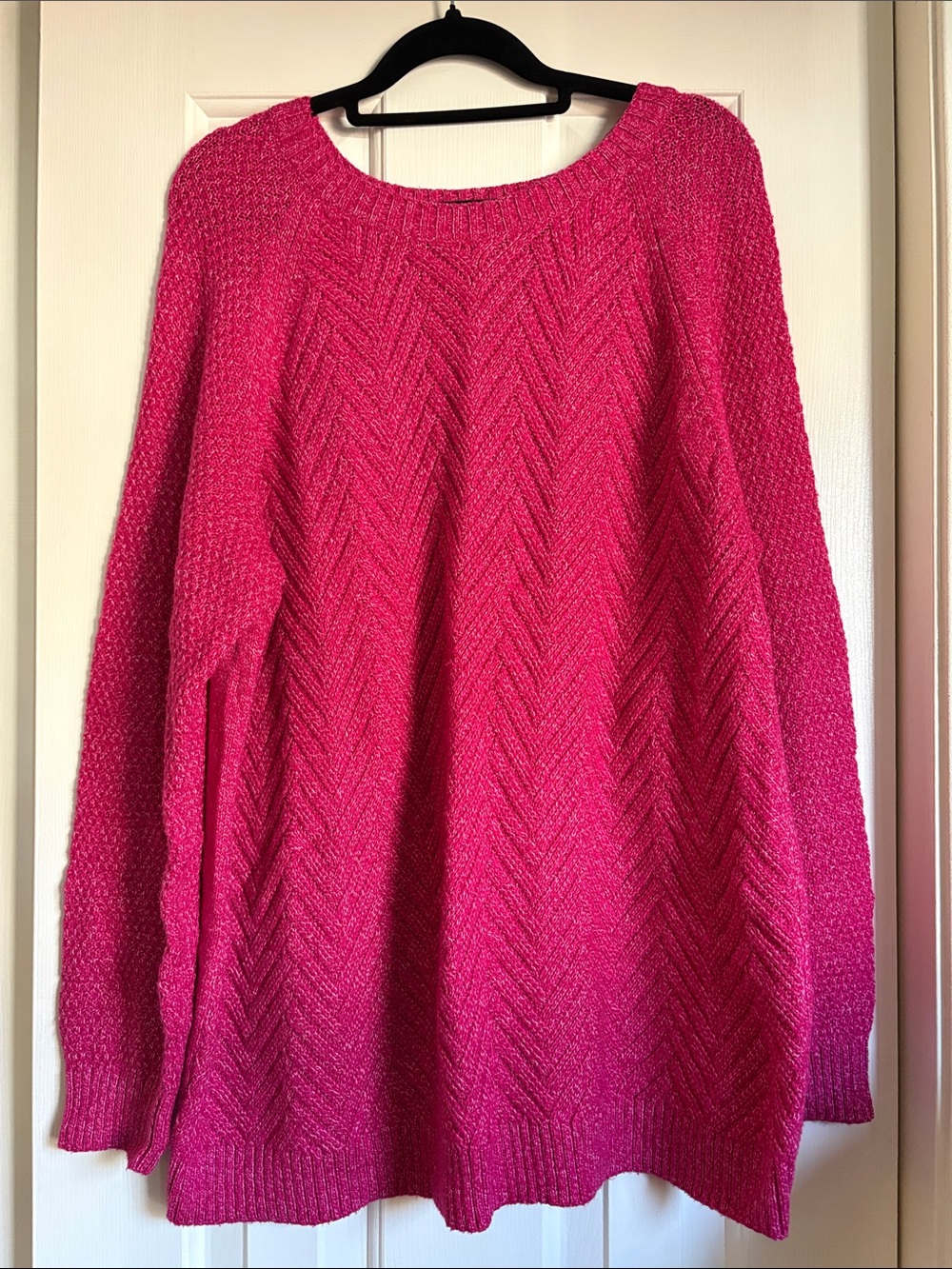 Sonoma Hot Pink Chevron Cable Knit Crewneck Sweater